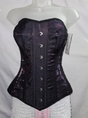 NEW S/22" Iridescent Purple Silk Top Quality tight lacing steel boned Corset